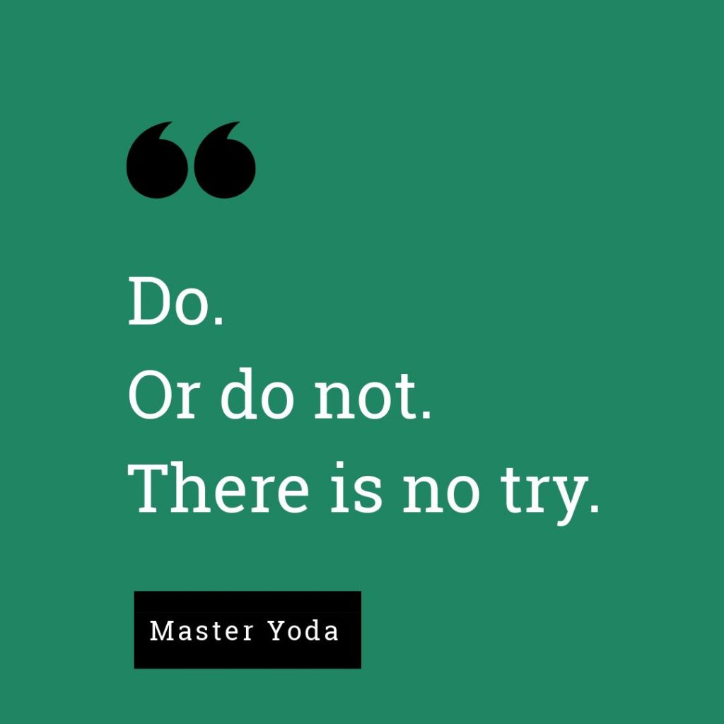 Do. Or do not. There is no try. - Master Yoda, The Empire Strikes Back